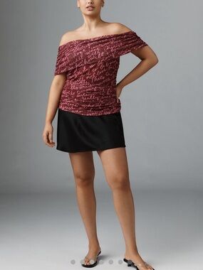 Anthropologie Off the shoulder mesh top